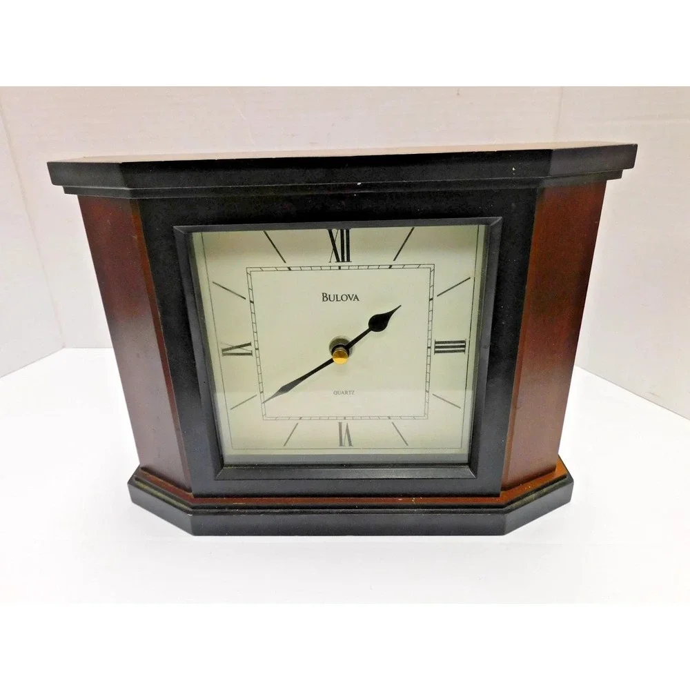 VTG Bulova Mantle Clock Cherry Wood Analong WORKS***JC261